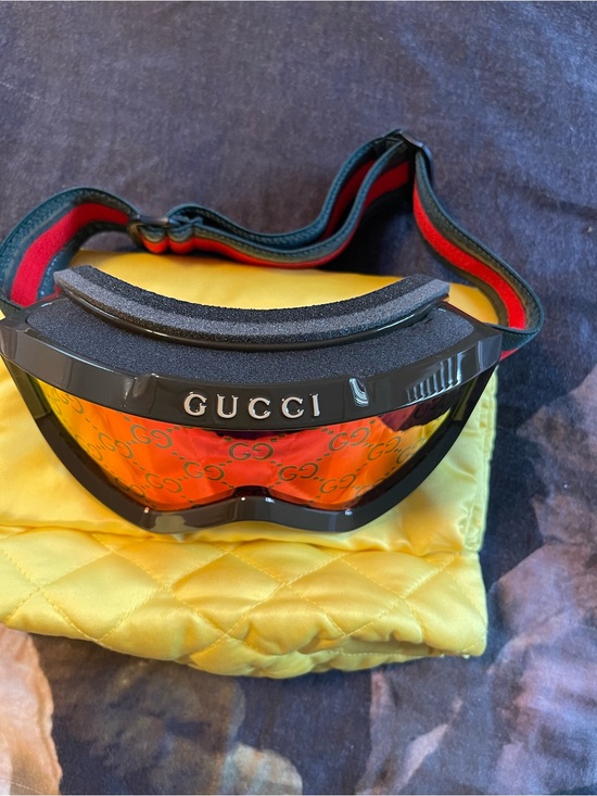 Gucci Other - Gucci Black Ski Goggles with Orange Mirror Lens and Red-Green Strap